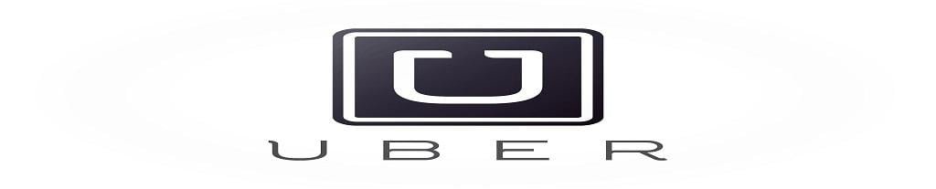 Uber logo featuring a stylised "U" in a black rounded square above the word "Uber" in grey uppercase letters.